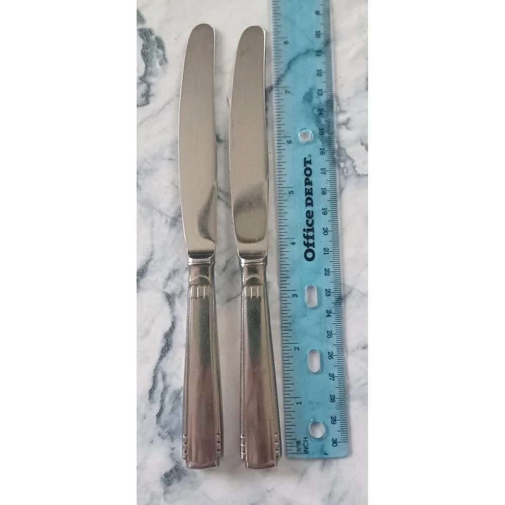 Ekco Gero Lady Wilhelmina Dinner Knives Silver Stainless Steel Holland‎ 2pc Vtg